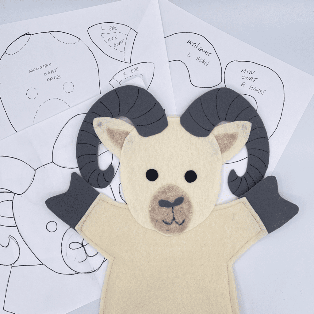 Follow Pattern Hand Mountain Goat Hand Puppet Pattern - Easy-to-Follow PDF Sewing Pattern ...