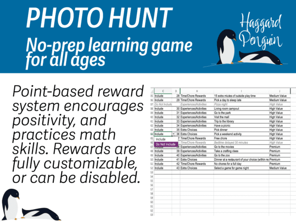 Point-based reward system encourages positivity, and practices math skills. Rewards are fully customizable, or can be disabled.