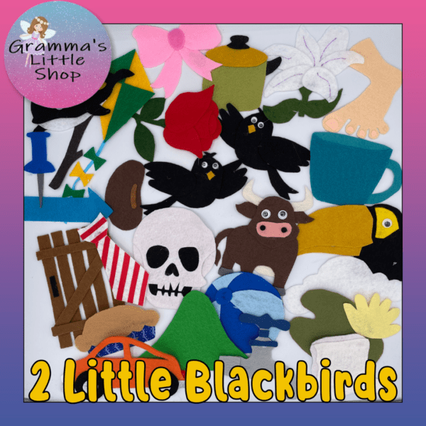 2 Little Blackbirds Felt Story and Finger Puppets DIY Pattern - Teaching Opposites